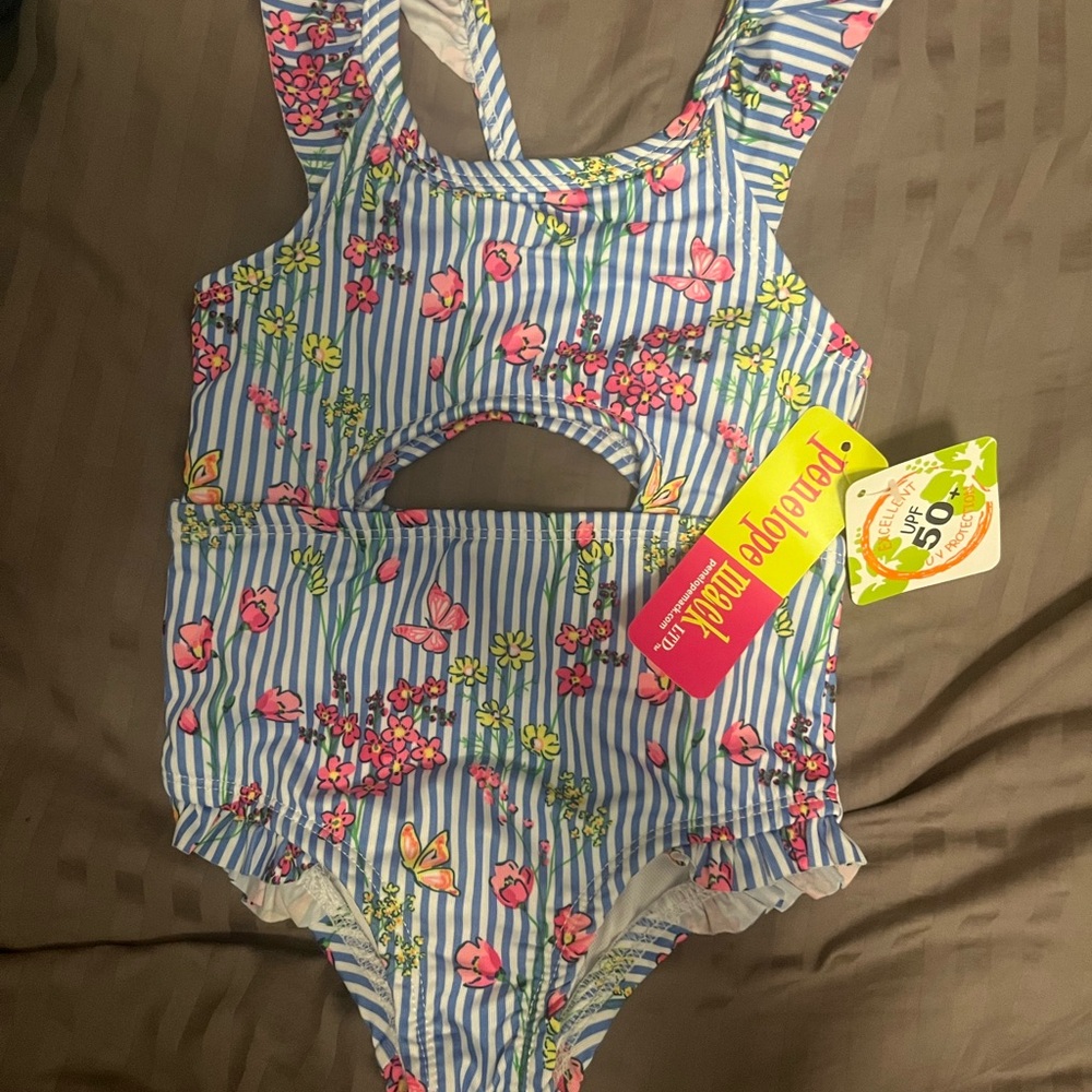 Penelope Mack Blue and Pink Floral Swimsuit